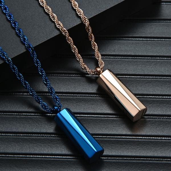 Gift Occasion Bar Cremation Urn Necklace Stainless Steel Men and Women Cross Necklace
