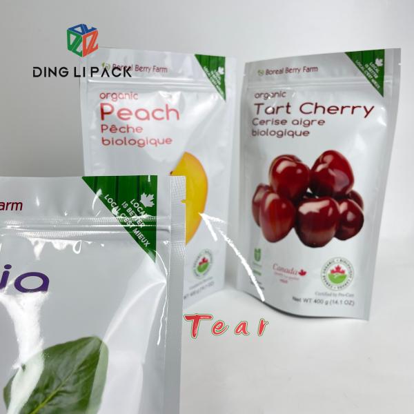 Custom print plastic food grade resealable stand up pouch metallic frosted dried fruit packing bags with plastic zipper