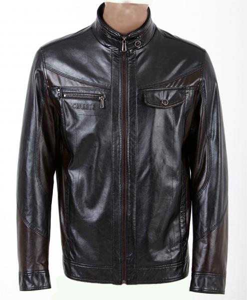 Quality Size 54, Size 56, Black / Dark Red / Coffee Fleece Lined PU Leather Jacket for Charm Men for sale