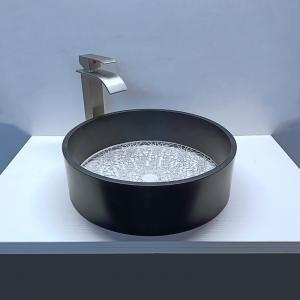 China 400*400*120mm Black Edge Glass Wash Basin With Drain Size 1.77 Inch on sale