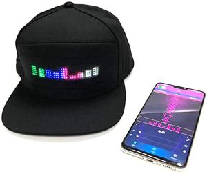 Animated Sign Bluetooth LED Hat Programmable Message Black Cap