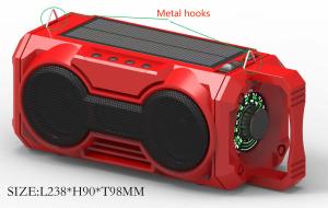 China A solar panel dynamo rechargeable fm radio Built-in 2 speakers LED light radio on sale