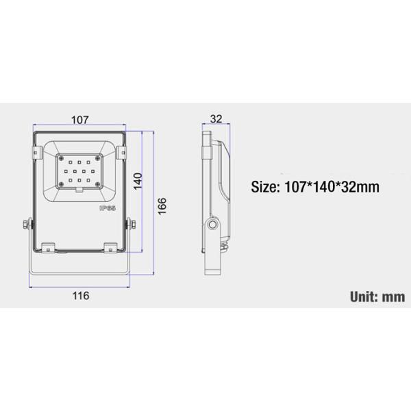 Outdoor LED flood lights 10W product size