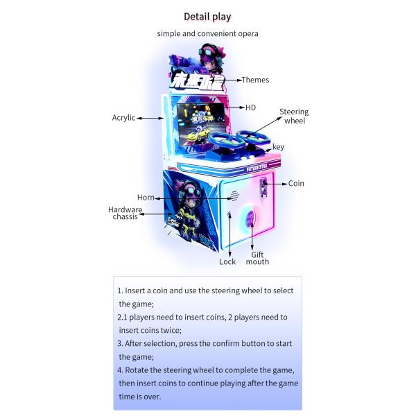 Indoor Coin-operated Arcade Game Machine For 2-player Racing Simulation Featuring Car Racing Gameplay