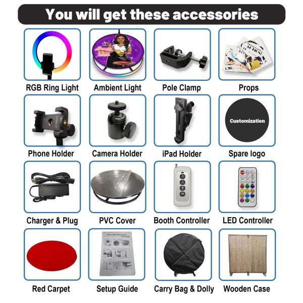 Wedding 360 Video Photo Booth Machine Metal Automatic Customized Logo