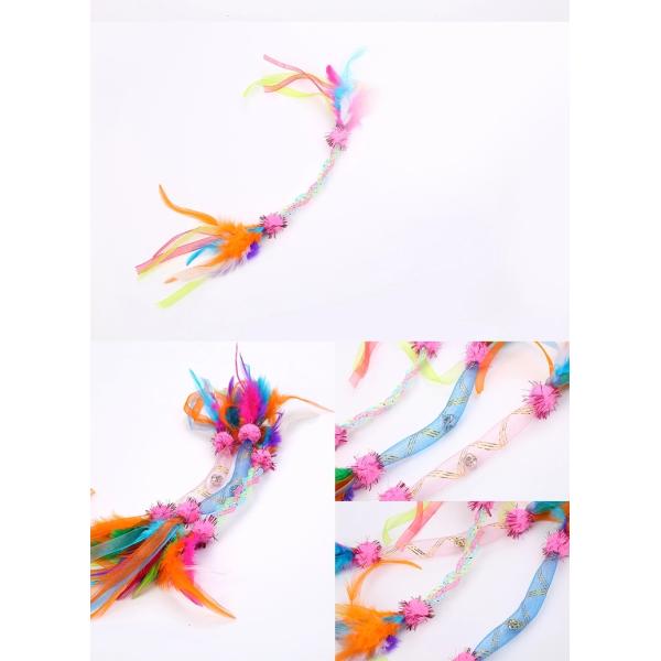 Eco-friendly High Quality Soft Feather Plastic Cat Toy Cat Interactive Feather Toys with Bell