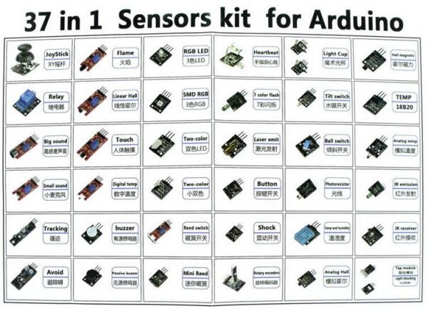 Starter Kit for Arduino DIY learning 37 Sensor Modules in one box 5V relay passive buzzer