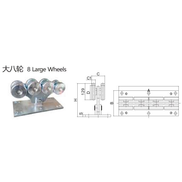Large Sliding Cantilever Gate Wheel Carriage 8 113mm Rollers Galvanized Steel