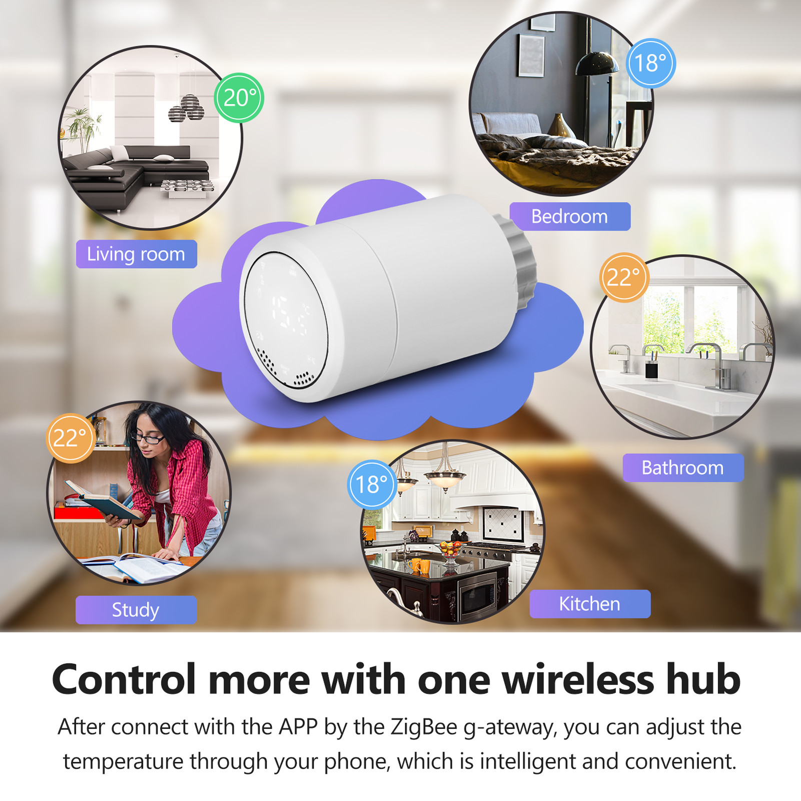 Temperature Control Smart TRV Wifi Zigbee Radiator Thermostat With Google Home And Alexa