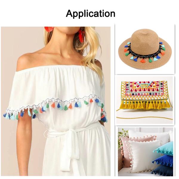 Black 4.5cm Multi Layer Nylon Fringe Tassel Trim