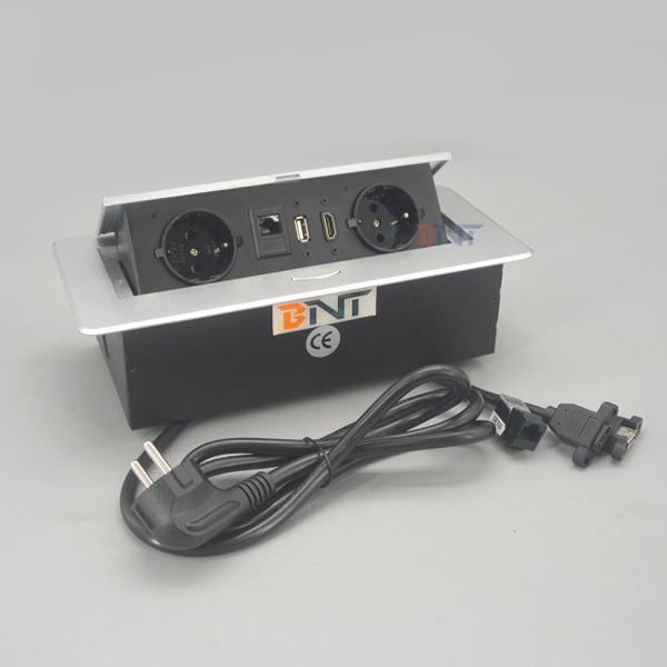 220V EU power aluminium alloy multimedia office table top socket with schuko plug