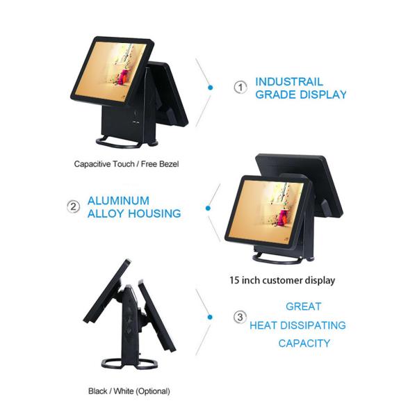 Windows XP Restaurant Pos Dual Monitor 32G SSD 10 Point Capacitive Touchscreen