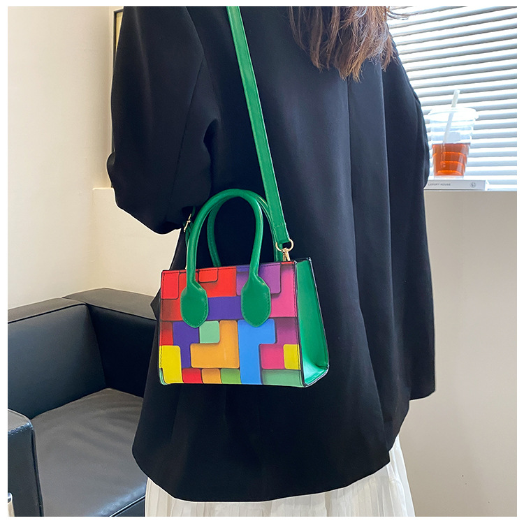 Trendy Shoulder Bag for Women Small Square Shape and Two-Tone Stitching in All Seasons