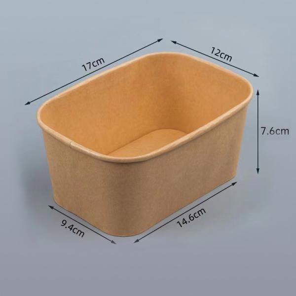 Kraft Square Paper Bowl With Flat Lid Biodegradable Fast Food Container