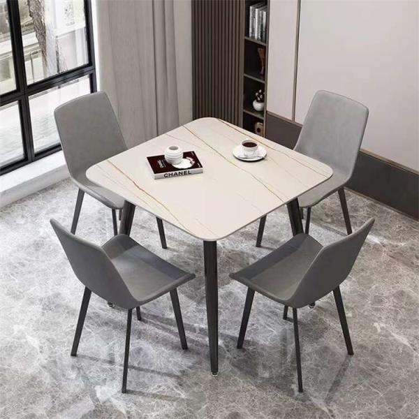 Customized Size Round Dining Table 4 Seater With Leather Chairs