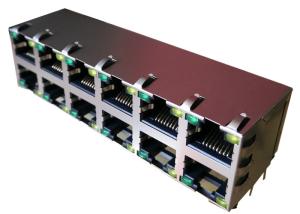 China 1840257-1 Stacked Rj45 Connectors 2x6 MAG45 Gigabit Ground SHIELD 1840257-2 on sale