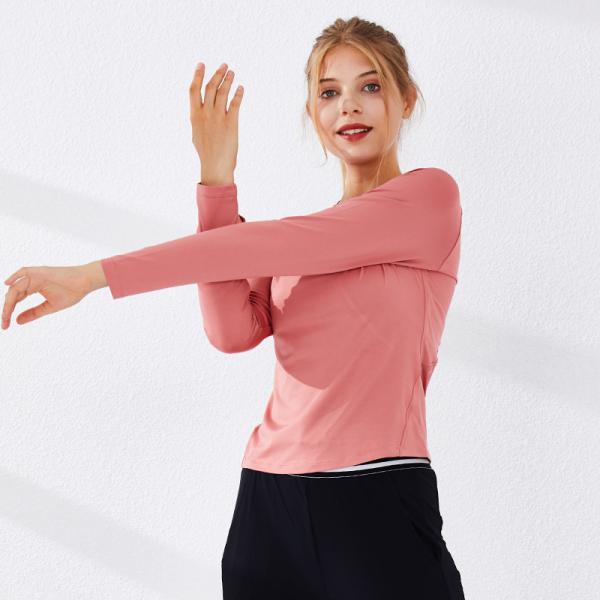 Women Round Neck Long Sleeve With Strap T-shirt Quick Dry Sport Yoga Fitness Blouse