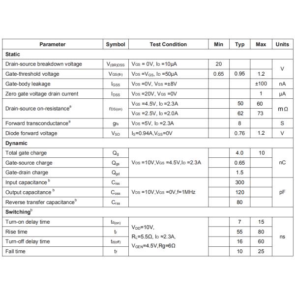 HXY2302Z Mos Field Effect Transistor N Channel 20-V(D-S) MOSFET