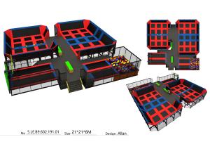 Wholesale 440M2 Red & Blue Color Style Amusement Bungee Park Equipment/ Big Trampoline Park In India from china suppliers
