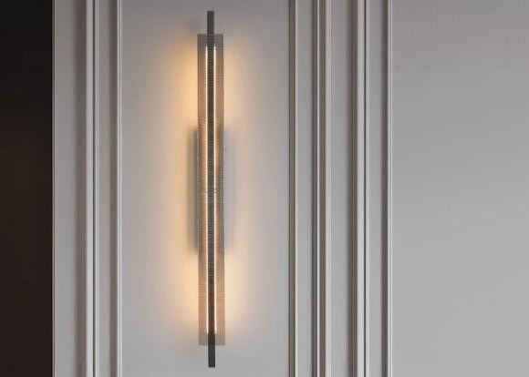 All-copper Italian wall lamp living room grille background wall lamp modern high-end light luxury minimalist long strip bedroom wall lamp
