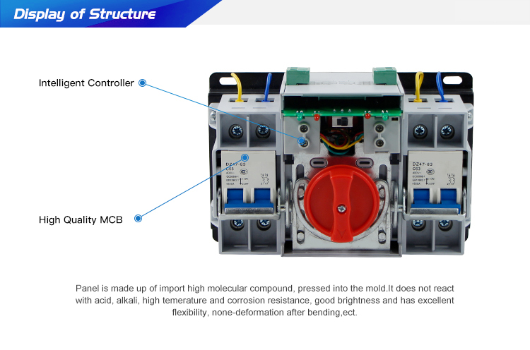 MCB type high quality Dual Power Automatic changeover switch
