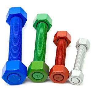 China Astm A193 Threaded Steel Stud Bolt  Zinc Plated Xylan Coating Thread Rod With Nuts on sale