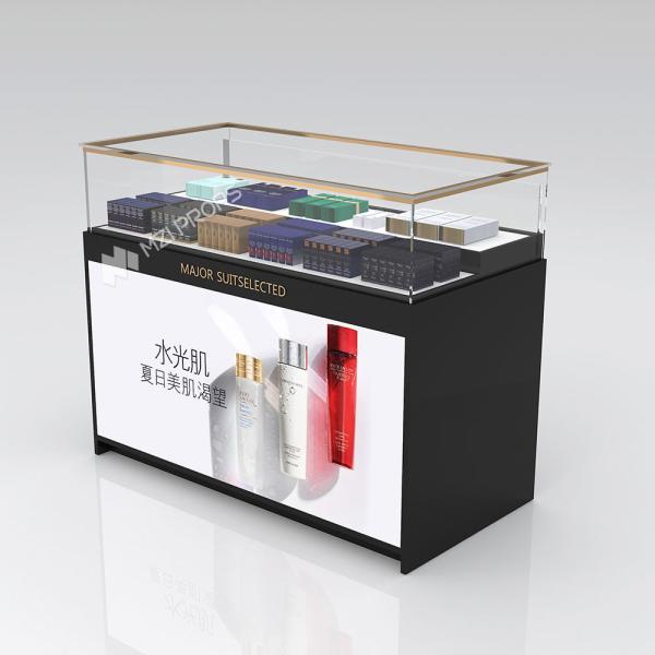 Beauty Store Showcase Famous Brand Glass Counter With Light-trips For Cosmetic Shop Display And Skincare Store Design
