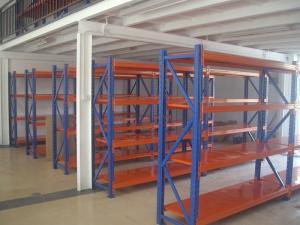China 500kg cold rolled medium duty shelving , custom Blue / Orange long span shelving on sale
