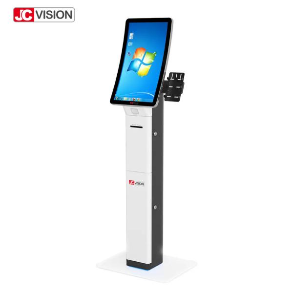 Quality 23.6 Inch Curved Self Service Touch Screen Kiosks Qr Code Scanner Printer for sale