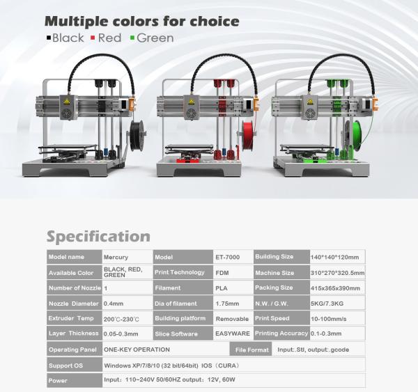 Quality Easthreed Automatic Desktop Entry Level 3D Printer 0.05 - 0.3 Mm Layer Thickness for sale