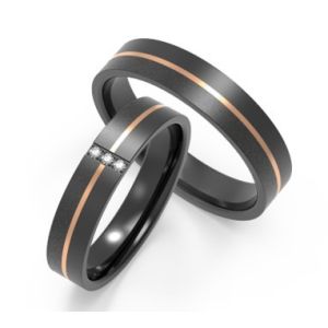 Wholesale Couple Black Zirconium Ring Polished Hypoallergenic Zirconium Metal Ring from china suppliers
