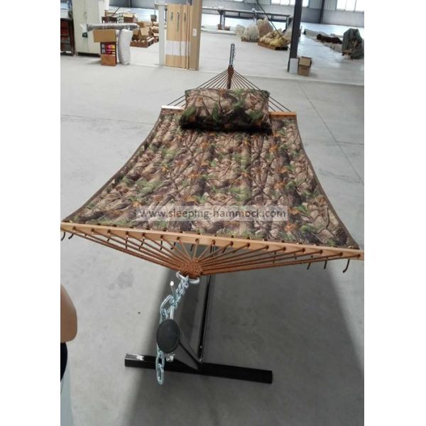 Camouflage Outdoor Quilted Tree Stand Alone Hammock With Stand Solid Hardwood Bar