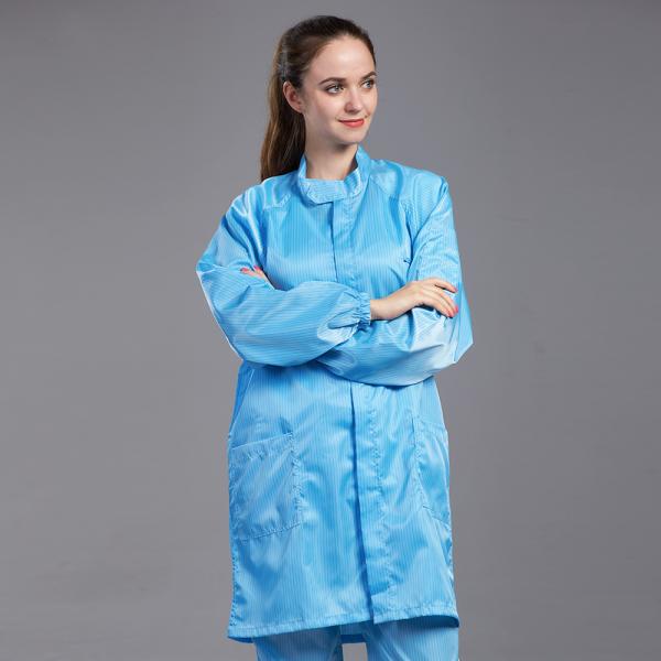 ESD antistatic resuable PU shoes with 5mm stripe conductive fiber blue color for cleanroom workshop