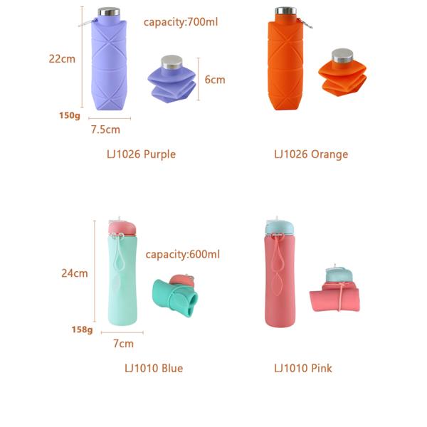 500ml Eco Friendly Silicone Water Bottle For Sport Travel Drinking