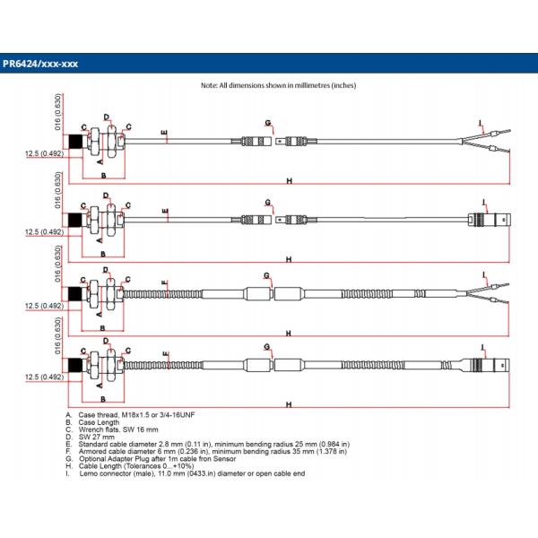 PR6424/010-040 EPRO M18x1.5 With Armored Cable 10m Cable Length Lemo