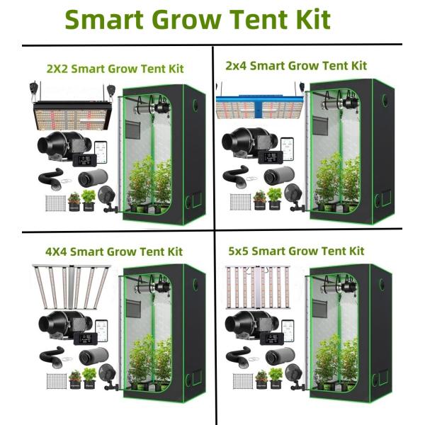 Hydroponic System Small Plant Tent 60*60cm Complete Kit LED Grow Light Wifi Controller Inline Duct Fan Air Filtration