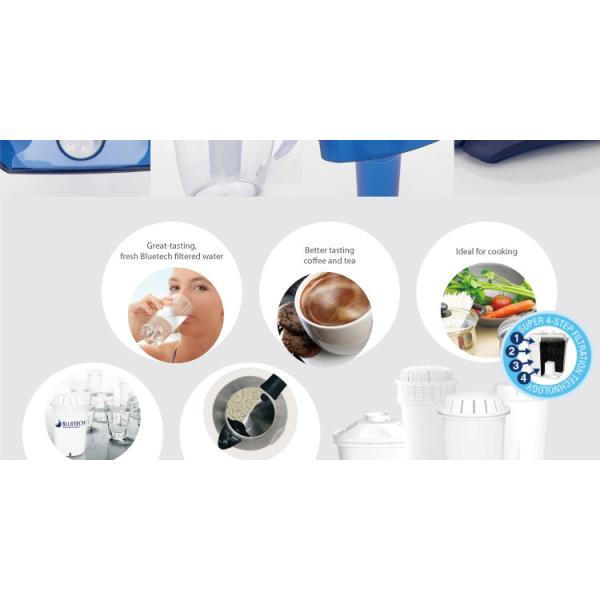 Customized Alkaline Bluetech Water Filter Pitcher CE Approved Serviceable