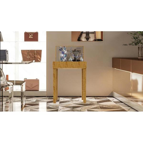 Front view of OLED transparent screen wine cabinet table