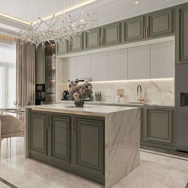 Custom Design Complete Solid Wood Kitchen Cabinets Island Particle Board Carcass Kitchen Furniture
