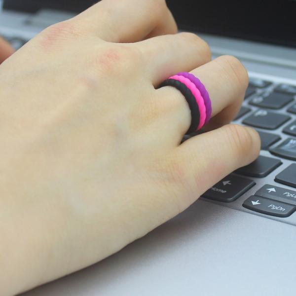 3mm Thin Braided Wedding Silicone Ring Thin Stackable for Women