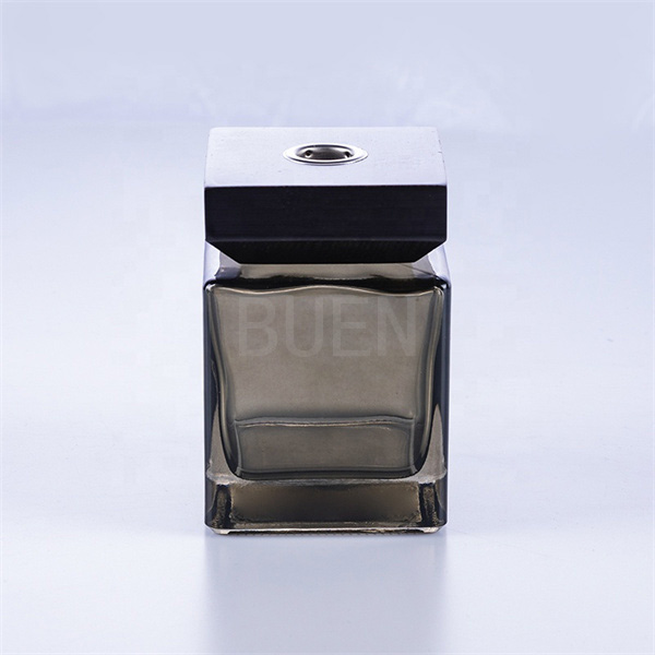 Square Reed Glass Aromatherapy Diffuser Oil Bottle Transparent Black