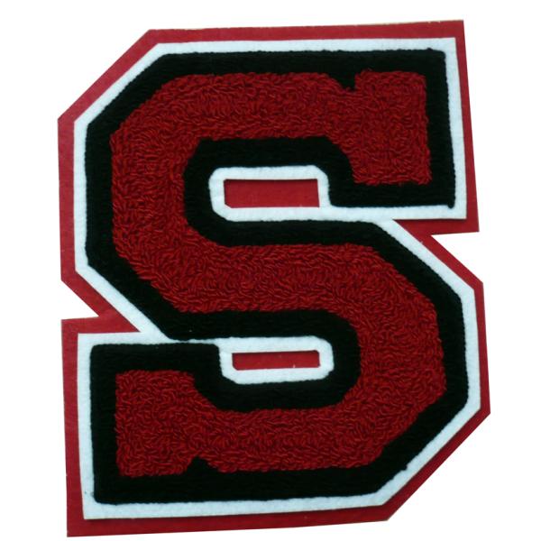 Black Alphabet Pattern Custom Embroidered Patches Sew / Plastic / Iron / Velcro On