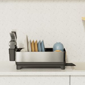 Multifunctional Kitchen Folding Dish Rack , Stainless Steel Dish Drainer and