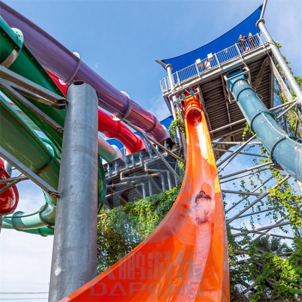 Water Park Twist Aqua Drop Water Slide Fiberglass With A Launch Capsule Start