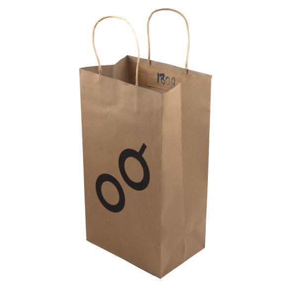 Recycled Kraft Paper Bags For Restaurant Takeout Shopping With Handle Custom Printed
