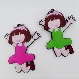 China Beautiful Pink Green 2d Girl Rubber Keyring / Soft Rubber PVC Keychain Custom Shape on sale