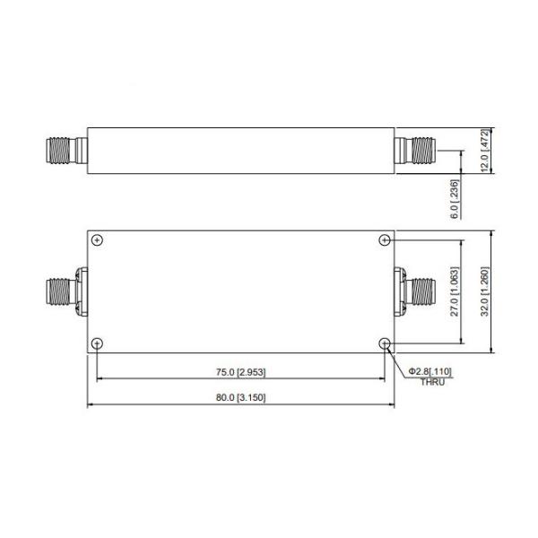 DC 2850MHz Low Pass RF Cavity Filter
