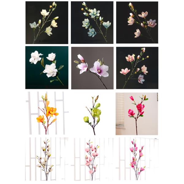 Home Decor Artificial Plastic Leaves , Magnolia Flower Tree Customized Design