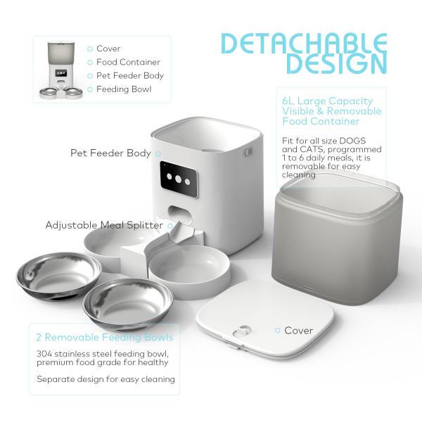 Quality WIFI Automatic Cat Dog Intelligent Timer Smart Pet Feeder Camera for sale