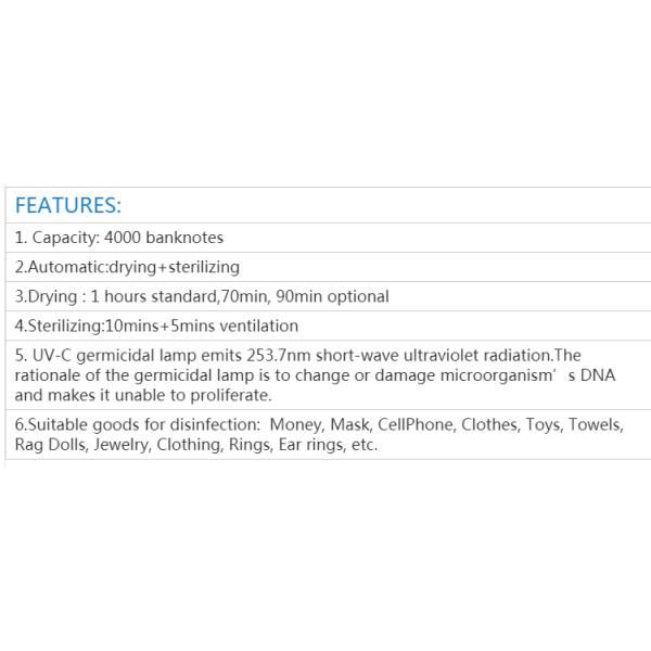 KB-30L UV cash disinfection cabinet ozone note sterilizer banknote money low and medium temperature Optional